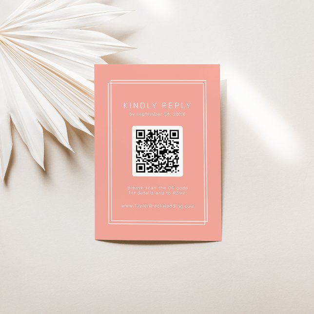 AVERY Minimal Blush Peach QR Code UAWG Wedding Begleitkarte (AVERY Minimal Blush Peach QR Code RSVP Wedding Enclosure Card)