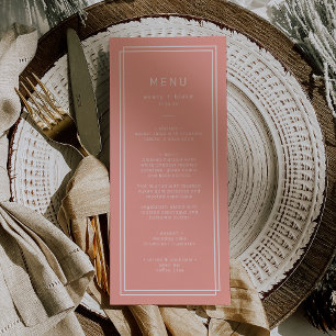 AVERY Minimal Blush Peach Soft Coral Wedding Menükarte