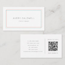 AVERY Minimalistische Korallen- und Teal-Rand-QR-C