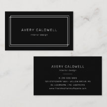AVERY Modern Black Double Frame Business Card