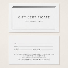 AVERY Modern Minimalist Business Gift Certificate