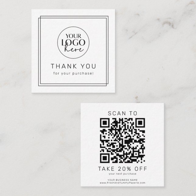AVERY Modern minimalistisches Logo QR-Code Danke Rabattkarte (Vorne/Hinten)