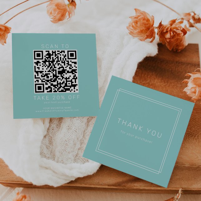 AVERY Moderne Mintgrün-Geschäfts-QR-Code Danke Rabattkarte (AVERY Modern Mint Green Business QR Code Thank You Discount Card)
