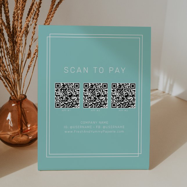 AVERY Moderne Minz-Geschäft QR-Code-Scan zum Bezah Sockelschild (AVERY Modern Mint Business QR Code Scan To Pay Pedestal Sign)