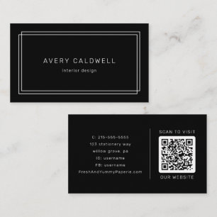 AVERY Moderne schwarze Doppelrahmen-QR-Code Visitenkarte