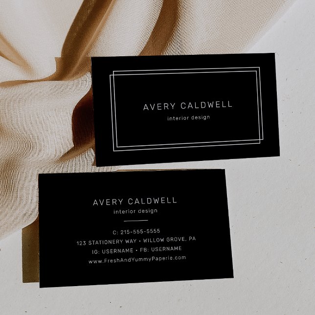 AVERY Moderne schwarze Visitenkarte mit Doppelrahm (AVERY Modern Black Double Frame Business Card)
