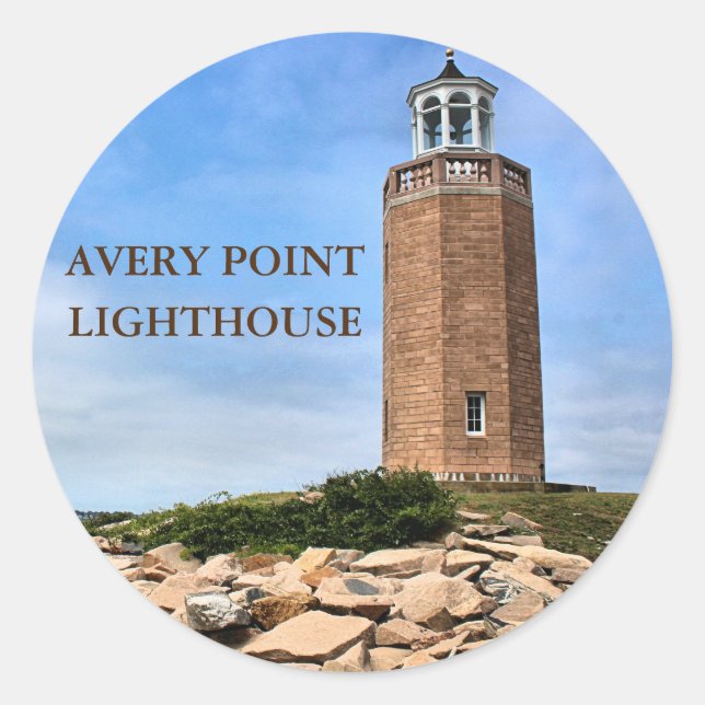 Avery Point Lighthouse, Connecticut Round Stickers (Vorderseite)
