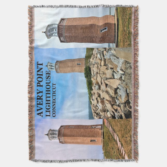 Avery Point Lighthouse, CT Throw Blanket Decke (Vorderseite Vertikal)