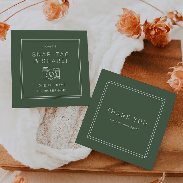 AVERY Rustik Dunkelgrün Snap Tag Share Danke (AVERY Rustic Dark Green Snap Tag Share Thank You)