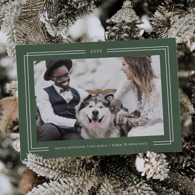 AVERY Sage Green Gerahmt Couples Foto Weihnachten (AVERY Sage Green Framed Couples Photo Christmas Holiday Card)