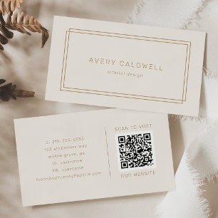 AVERY Vintage Gold Cream Double Frame QR Code Visitenkarte