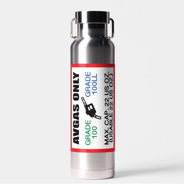 AVGAS / 100LL fuel only Trinkflasche (Vorne)