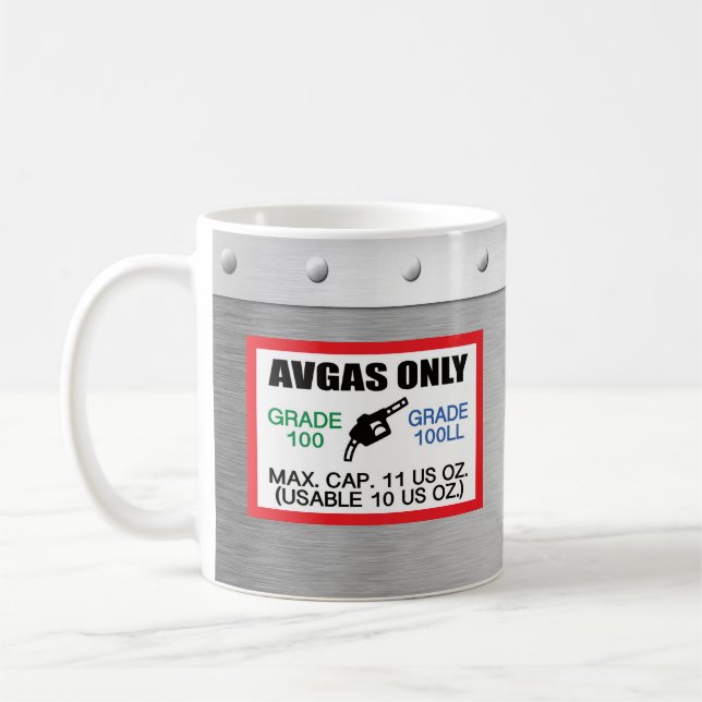 AVGAS / 100LL Kraftstoff nur 11 oz Kaffeetasse (Links)