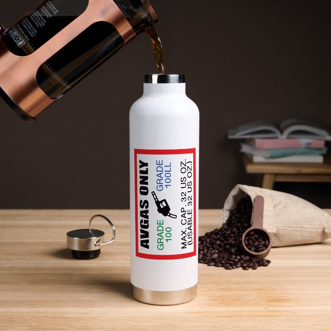 AVGAS / 100LL Kraftstoff nur Wasserflasche Trinkflasche (Kaffee (gedreht))
