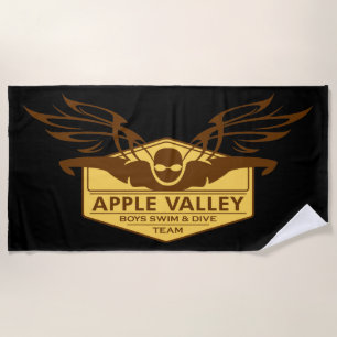 AVHS Boys Swim Diving Logo Handtuch Braun Gold