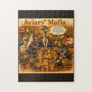 Aviary Mafia Cartoon – Feder-Familien-Mafia-Humor