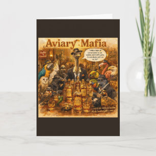 Aviary Mafia Cartoon – Feder-Familien-Mafia-Humor Karte