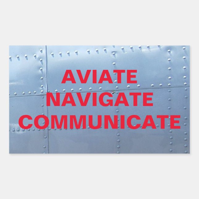 AVIATE, NAVIGATE, COMMUNIQUER Sticker Aviation (Devant)
