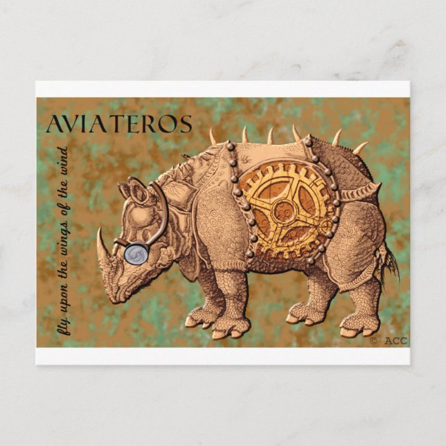 Aviateros (Aviator Rhinoceros) Postkarte (Vorderseite)