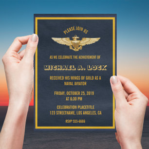 Aviateur de la marine / Ailes d'or Invitations