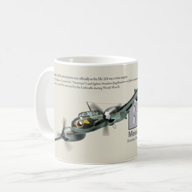 Aviation Art Mug "Messerschmitt Bf 110" Kaffeetasse (Vorderseite Links)