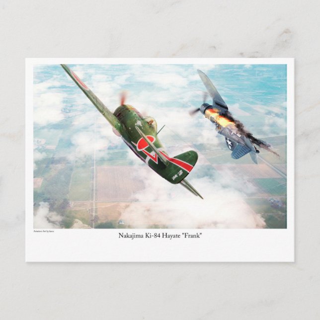 Aviation Art Postcard "Nakajima Ki-84疾 風 "Frank" Postkarte (Vorderseite)