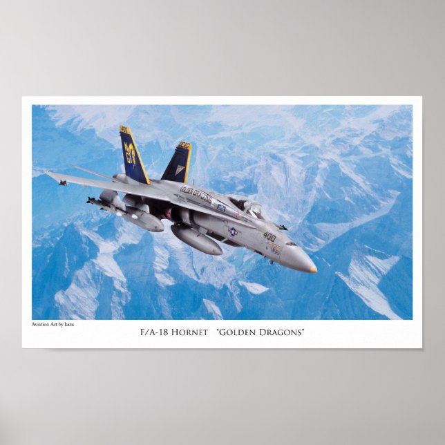 Aviation Art Poster "F/A-18Hornet Golden Dragons" (Vorne)