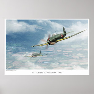 Aviation Art Poster " Mitsubishi A7M Reppū"Sam"
