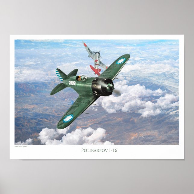 Aviation Art Poster "Polikarpov I-16" (Vorne)