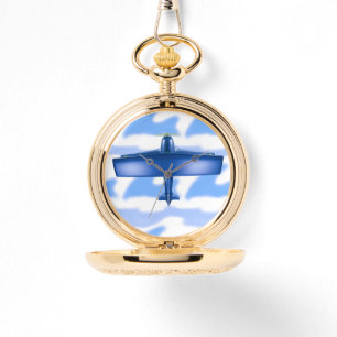 Aviation Blaues Flugzeug  Armbanduhr