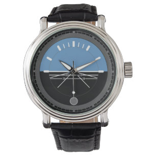 Aviation en cuir noire de la montre des hommes