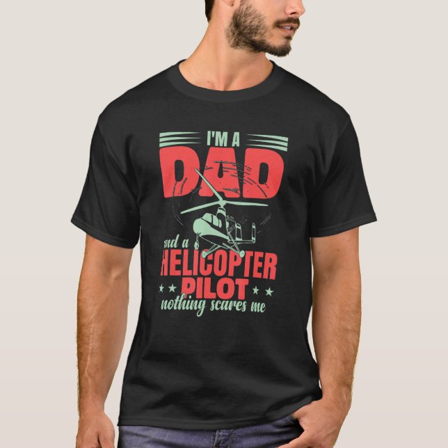 Aviation Helicopter Men Pilot Dad T-Shirt (Vorderseite)