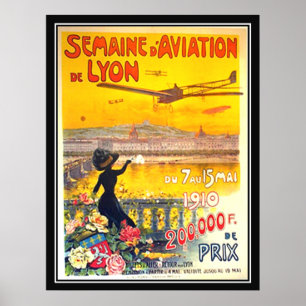 Aviation Woche Lyon Frankreich 1910 Poster Druck
