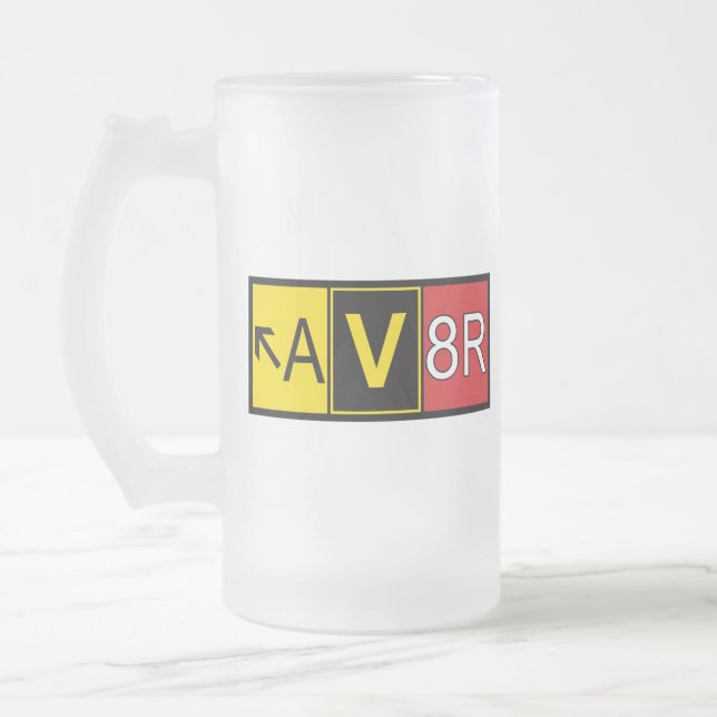 Aviator - AV8R - Mattierte Tasse aus Glas, 16 oz (Links)