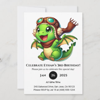 Aviator Baby Dragon Birthday Einladung