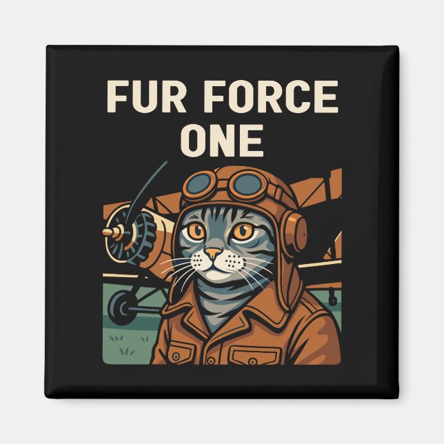 Aviator Cat Flying Felleiter Magnet (Vorne)