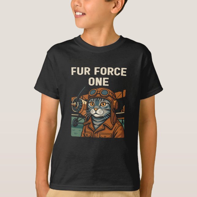Aviator Cat Flying Felleiter T-Shirt (Vorderseite)