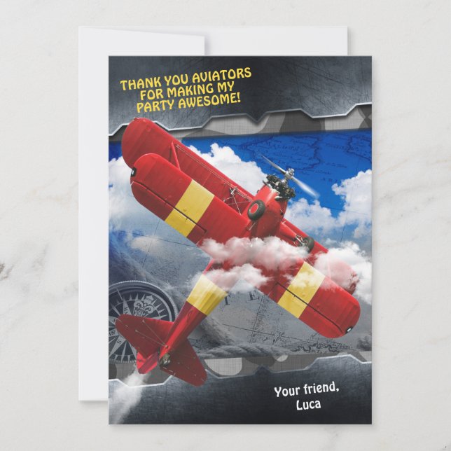 Aviator Flugzeug Danke Karte (Vorderseite)