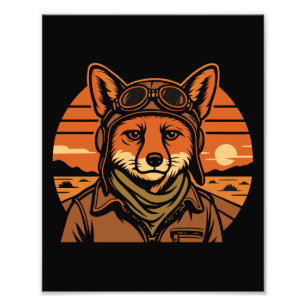Aviator Fuchs Fliegende Foxy Flügel Fotodruck