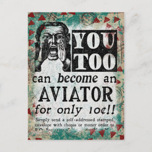 Aviator - Funny Vintag Retro Postkarte