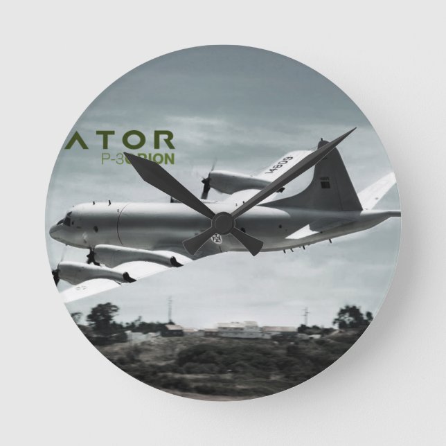 Aviator P3 Orion-Flugzeug Runde Wanduhr (Vorderseite)