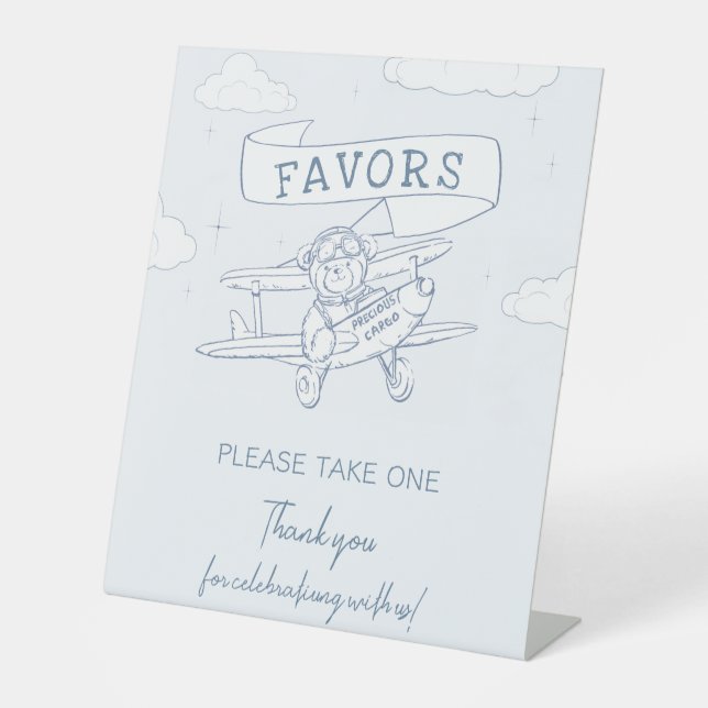 Aviator Pilot Precious Cargo Baby Shower Favors Sockelschild (Vorderseite)