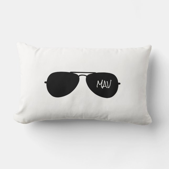 Aviator-Sonnenbrille Schwarzer benutzerdefinierter Lendenkissen (Vorderseite)