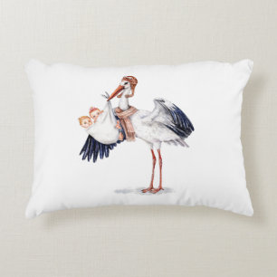 Aviator Stork Carried Twins Dekokissen