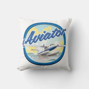 Aviator Wasserflugzeug blaues Logo Kissen