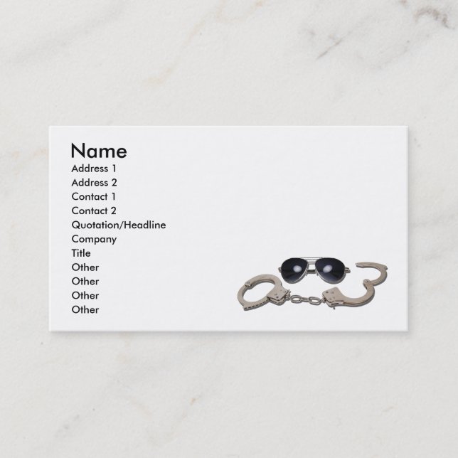 AviatorGlassessHandcuffs103110, Name, adressieren Visitenkarte (Vorderseite)