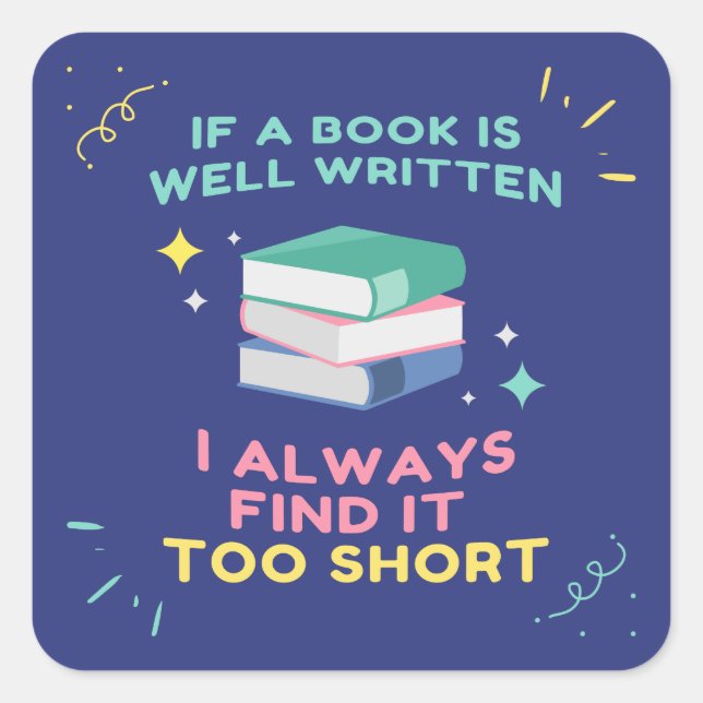 Avid Reader I - Jane Austen Quote Quadratischer Aufkleber (Vorderseite)