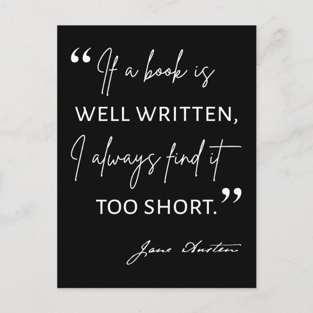 Avid Reader II - Jane Austen Zitat Postkarte (Vorderseite)