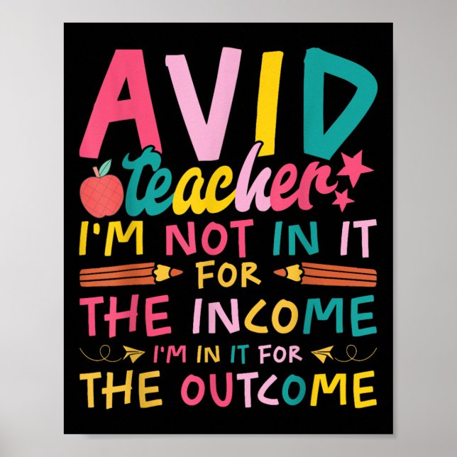 Avid Teacher Supplies Funny Back To School For Men Poster (Vorne)