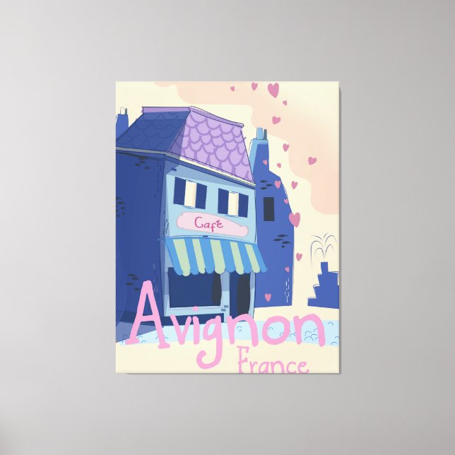 Avignon France Cartoon Reiseplakat Leinwanddruck (Vorderseite)